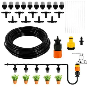 

10m Outdoor Misting Cooling System Garden Irrigation Water Mister Nozzles Set Garden Greenhouse Plants Spray Hose Watering Kit