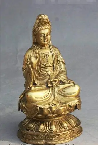 YM 306 Статуя Дракона сиденье lotus ваза Kwan-yin Guan статуя Бодхисаттвы