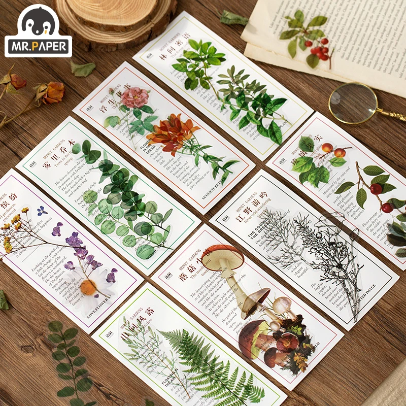 

Mr.paper 8 Design 40pcs Monnai Garden Stickers Scrapbooking Diary Retro Bullet Journal Toy Deco Laptop MotorCycle DIY Stationery