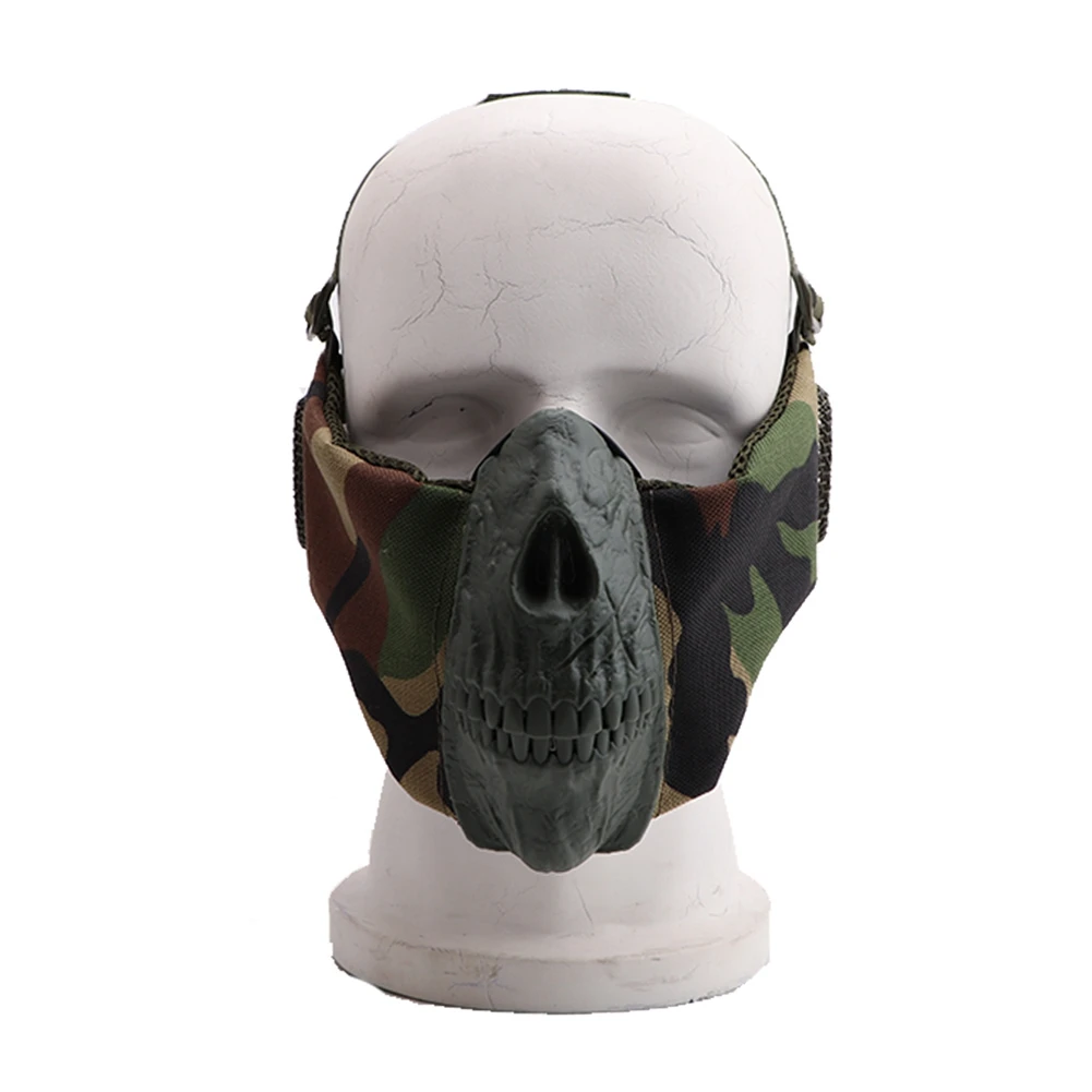 Новая камуфляжная страйкбольная полумаска для лица тактическая Пейнтбольная охотничья велосипедная Защитная дышащая маска для CS