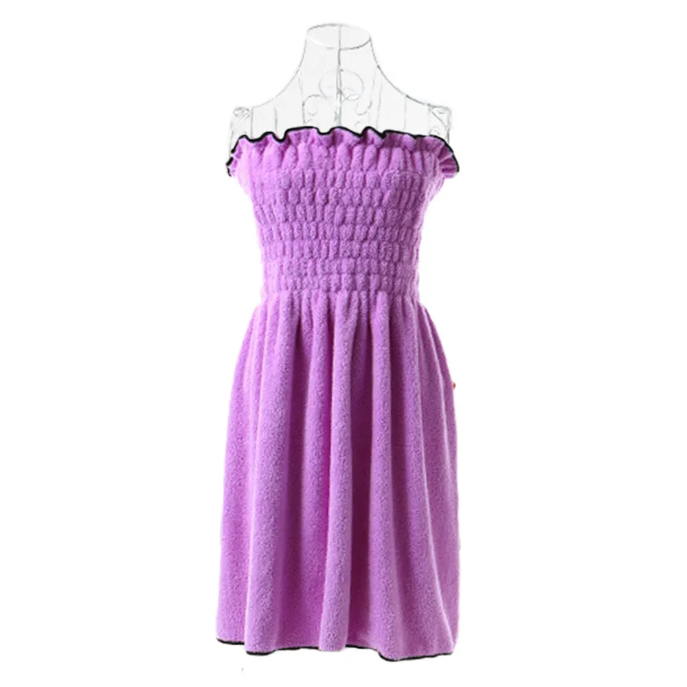 Light purple Удобные банные полотенца эластичные банные халаты женские мягкие банные халаты домашние текстильные банные полотенца Новые - Цвет: Light purple