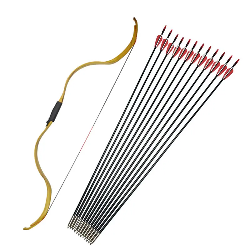 25lbsBow 12pcs Arrow 20-30lbs стрельба из лука традиционный изогнутый лук и Стрела набор Стекловолоконная стрела Съемный Лук стояк длинный лук охотничья стрельба аксессуары - Цвет: 25lbsBow 12pcs Arrow