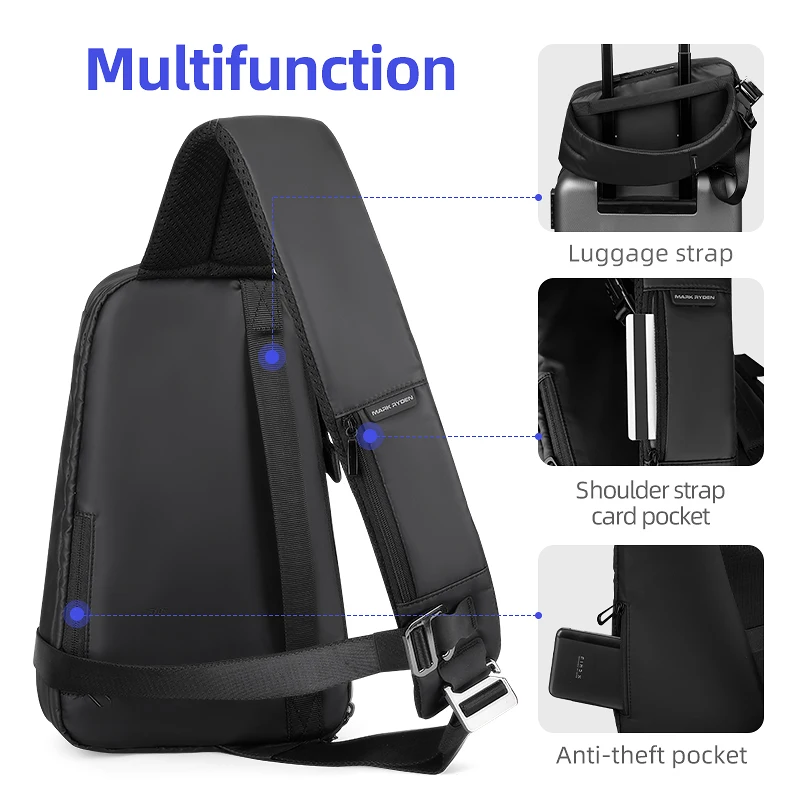 Mark Ryden Multifunction Crossbody Men Bags Anti-theft Shoulder Pack Water-repellent Messenger Shoulder Bag Male