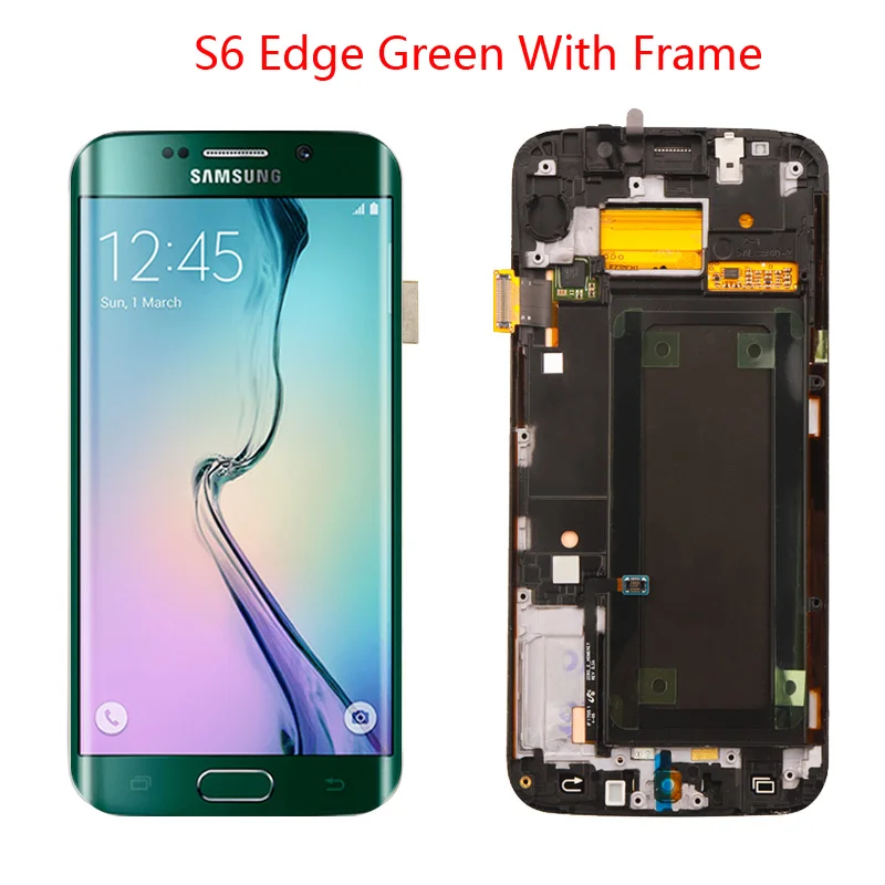 AMOLED ЖК-дисплей для samsung Galaxy S6 Edge ЖК-дисплей G925F SM-G925F сенсорный экран дигитайзер Замена - Цвет: Green with frame