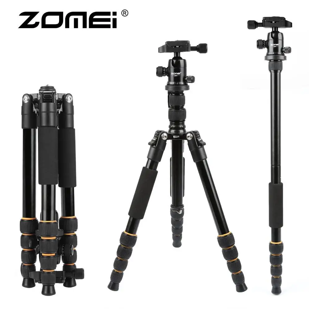

ZOMEI light weight Portable Q666 Professional Travel Camera Tripod Monopod aluminum Ball Head compact for DSLR Universal