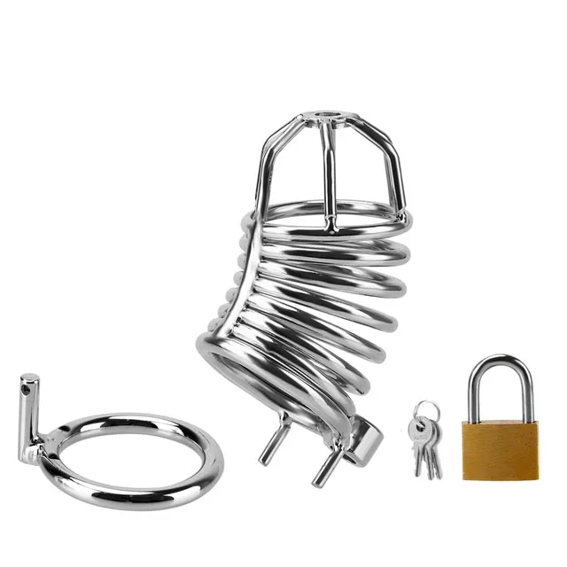 Jaula de castidad para hombre, dispositivo de castidad, tapón para pene  disponible, anillos de bloqueo, trompeta, BDSM, juguetes sexys para hombres,  novedad - AliExpress