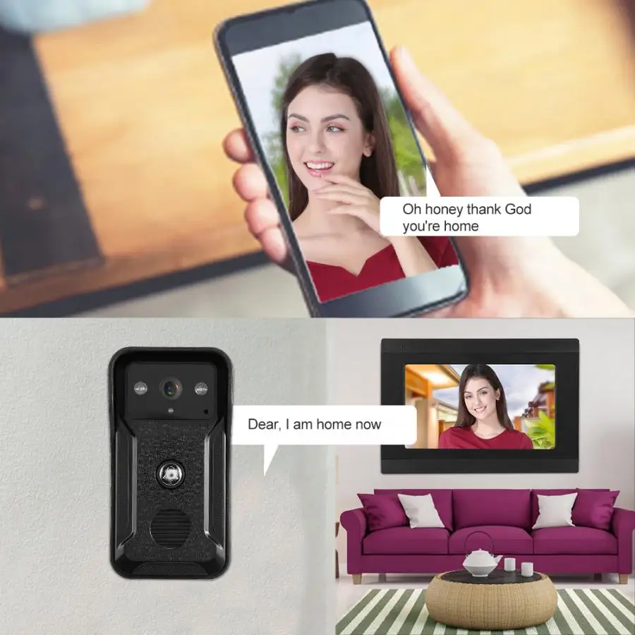 7 в проводной Wifi 2 камеры и мониторы 1080P видео домофон ночного видения домофона 100-240 В