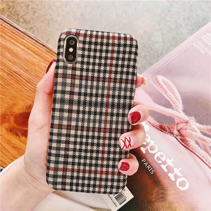 Gimfun Англия Клетчатый узор ткани чехол для телефона простой теплый плюш Iphone1211pro