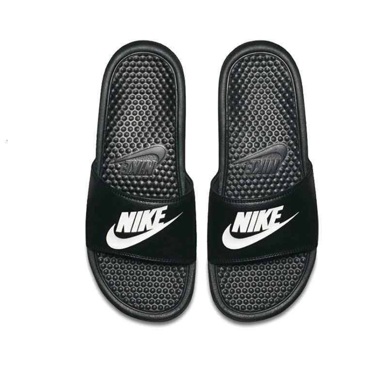 Nike BENASSI JDI женские тапочки унисекс Comfortab Черные Спортивные Тапочки противоскользящие сандалии Новое поступление#818736 - Цвет: 343880-090