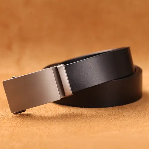 Genuine Cow Leather Automatic Belt For Men Formal Automatic Buckle Belt Genuine Leather Mens Business Strap - Image 3