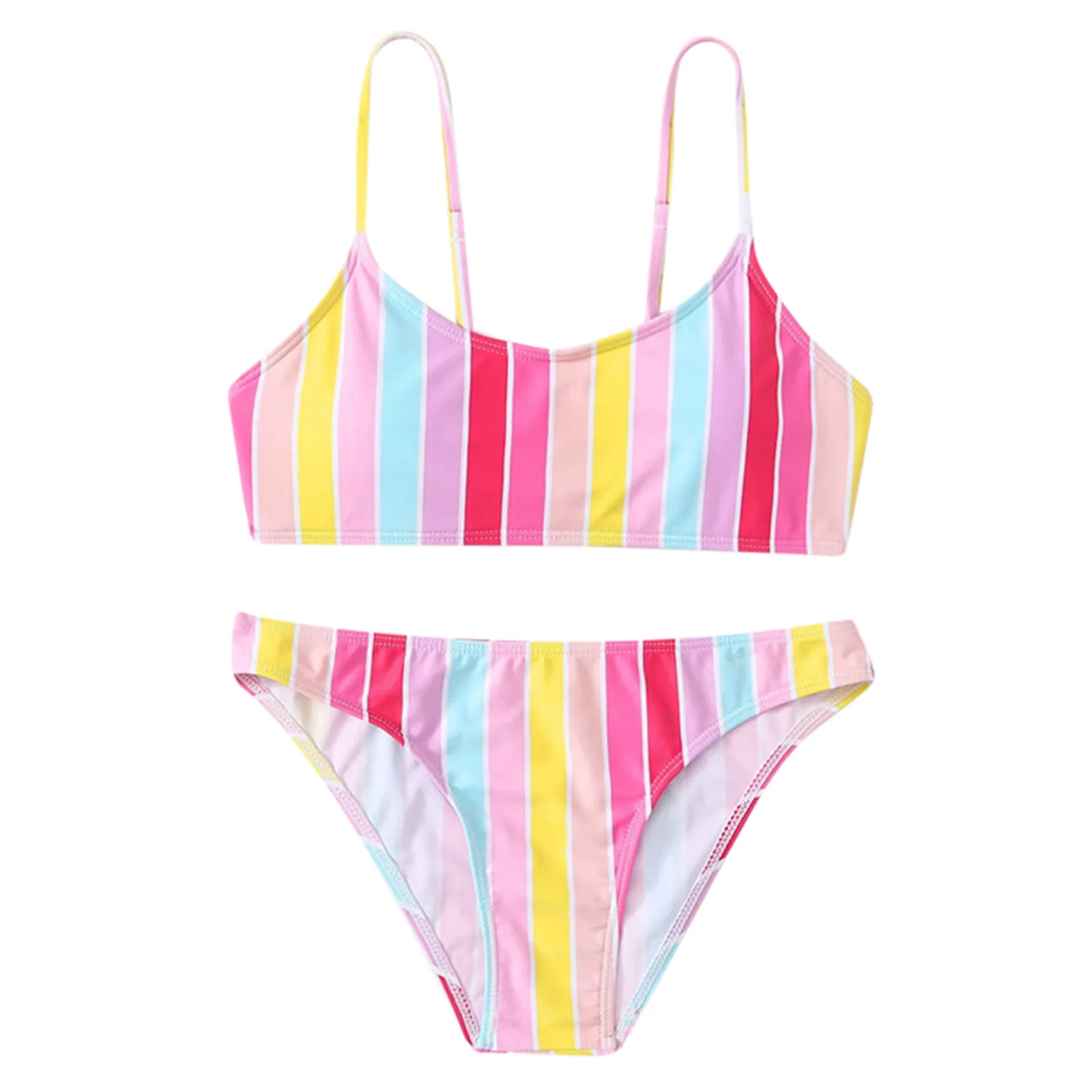 Sexy Bling Me Up Rainbow Bikini Set Striped Pop Art Glitter Bikini Swimsuit  Push Up Swimwear Cute Beach Print Feminine Bikinis