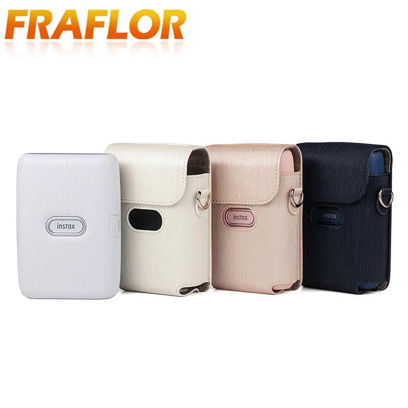 Защитная крышка для принтера Fujifilm Instax Mini Link из искусственной кожи, сумка для хранения в ретро-полоску с регулируемым плечевым ремнем