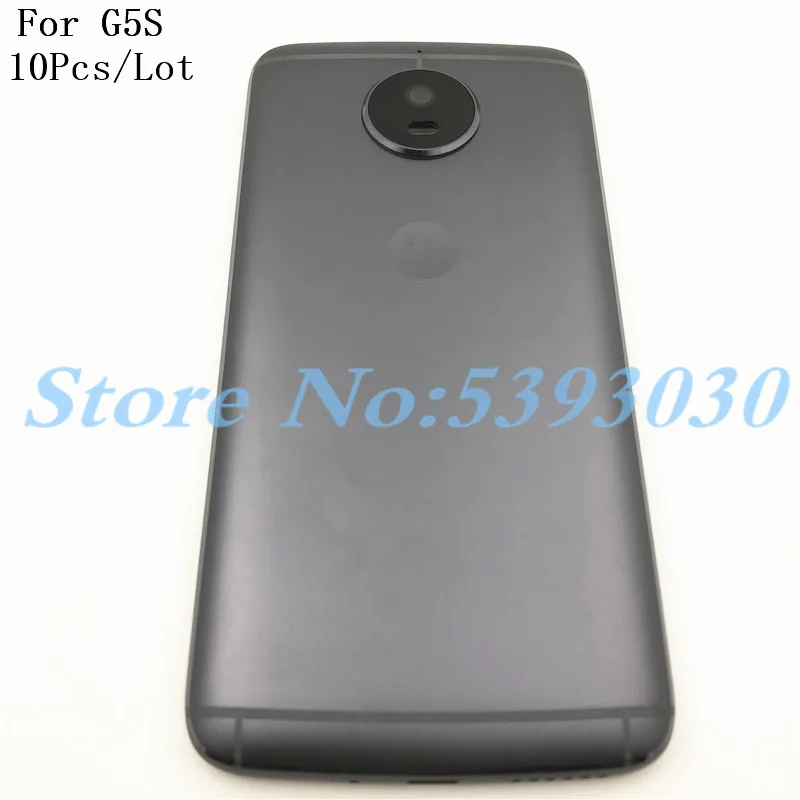 10 шт./лот высокое качество металла для Motorola Moto G5S XT1793 XT1794 Задняя крышка батареи с логотипом+ объектив камеры