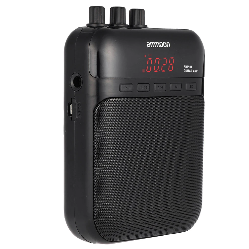 Ammoon AMP-01 5 Вт гитарный усилитель диктофон динамик TF слот для карт компактный портативный многофункциональный гитарный аксессуары - Цвет: Black