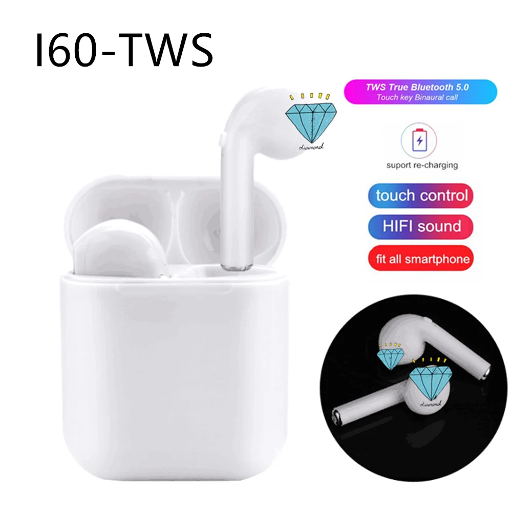 

i60 TWS Wireless Earphones Bluetooth 5.0 Sport Earbuds Headset for iphone Android PK i10 tws i12 i13 i15 i20 i30 i80 i100 TWS