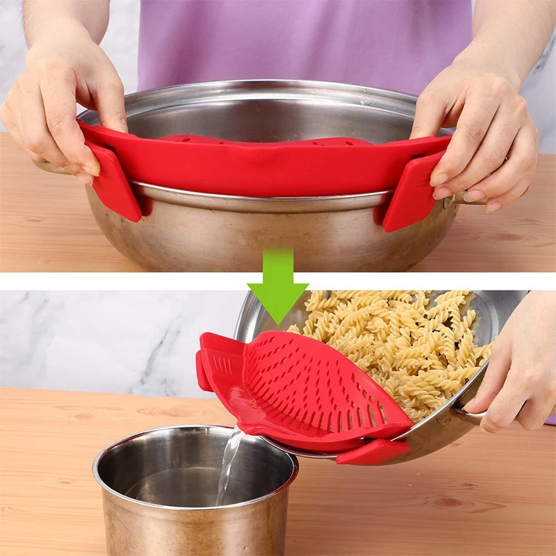4 шт. Натяжной фильтр на клипсах кухонный для еды силиконовый дуршлаг носик пасты