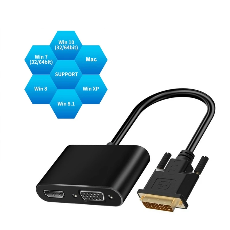 DVI к HDMI + VGA адаптер 2 в 1 конвертер 1080P HD подходит для телевизора проектора
