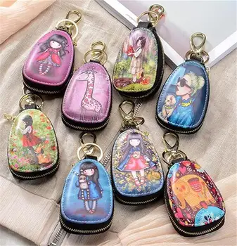 

1pc Carton Pattern Small Wallets Cars Key Protection Bags Retail Universal Auto Key Cases Man's and Women's Beautiful Holders