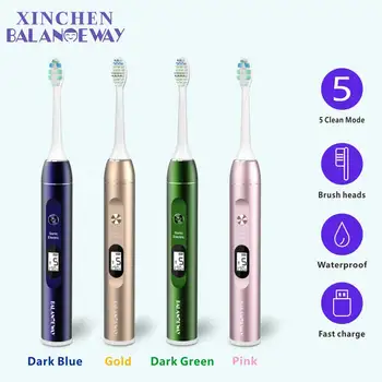 

Metal Digital Screen 5 Modes Sonic Electric Toothbrush IPX7 Wireless Rechargeable Ultrasonic With Tooth Brush Whitening Adult