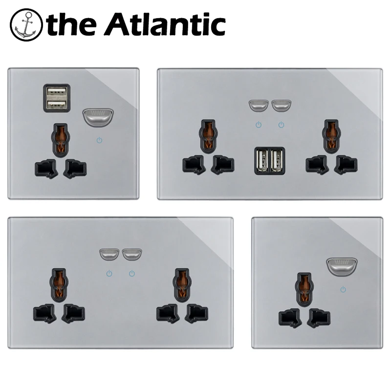 Universal Socket With USB 13A Plug Wall Power Outlet Double Outlet With
