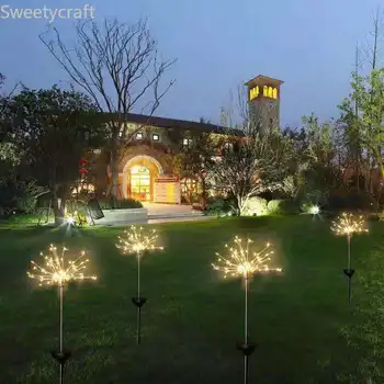 

90/120/150 Outdoor LED Solar Fireworks Lights Waterproof Flash String Light For Hotel Garden Patio Christmas Holiday Decoration
