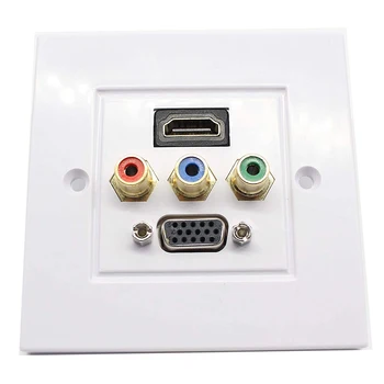 

HDMI VGA 3RCA AV Wall Plate Composite Video Audio Adapter Jack Outlet Wall Panel Cover Wall Plates With Screws Support 1080P