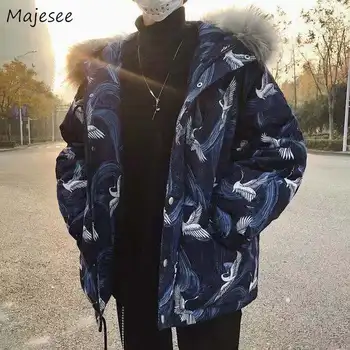 

Big Size Men Parka Printing All Match Novelty Casual Loose Hooded Mens Long Parkas Pockets Hot Sale Fashion harajuku Cold-proof