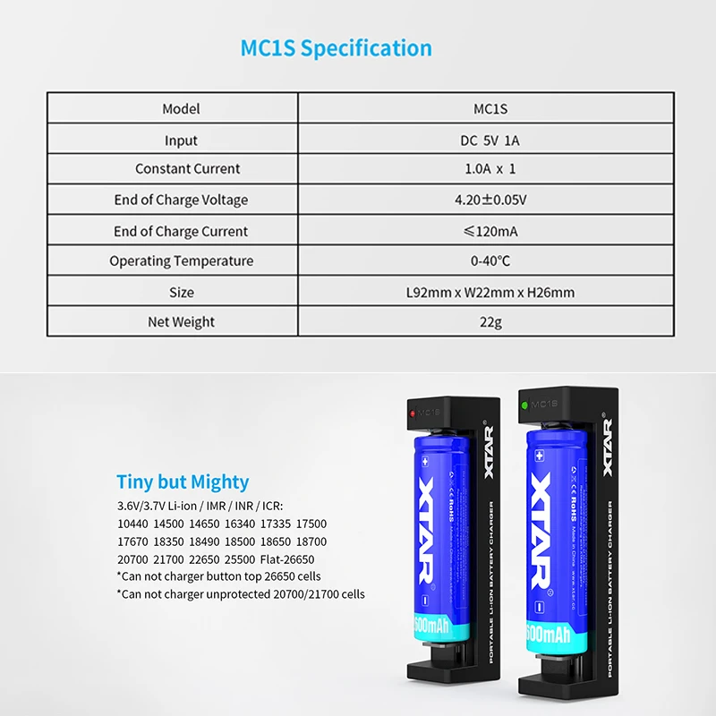 XTAR Дешевле USB Зарядное устройство MC1 MC1S MC1PLUS SC1 Батарея Зарядное устройство для 14500/14650/18500/18700/21700/20700/18650 Батарея Зарядное устройство