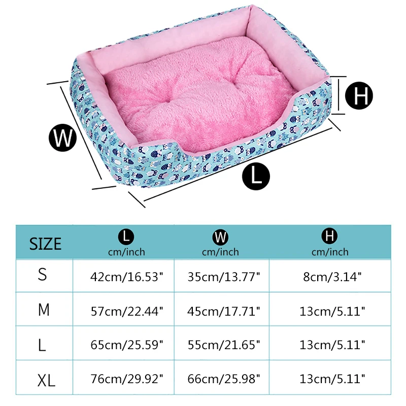 LOOZYKIT Сова узор зимняя кровать для домашних животных с коврик милый теплый мягкий щенок собака котенок товары для домашних животных 1 шт. S/M/L/XL
