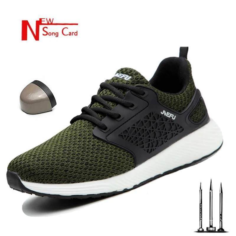 Botas de seguridad antiácaros para hombre y mujer, zapatos deportivos transpirables con cabeza de acero ligera, antipinchazos, unisex