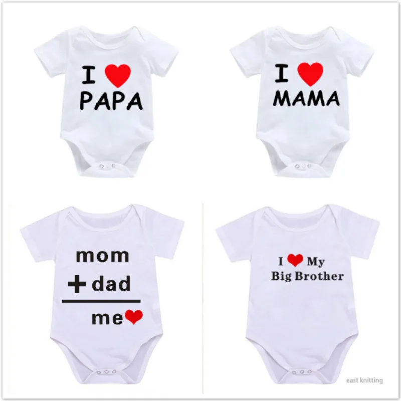 I Love Mama Papa Brother Baby Jumpsuits Cotton Newborn Short Sleeve Rompers Months Boy White Body Bebes Roupa Baby Girl Clothing Rompers Aliexpress