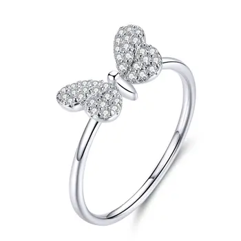 

Authentic 925 Sterling Silver Clear CZ Butterfly Finger Rings for Women Wedding Statement Band Anniversary Gifts TDS621