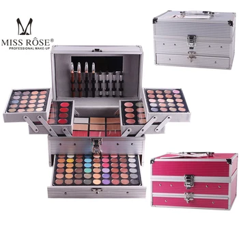 Popfeel Miss Rose matte nude shimmer eyeshadow palette makeup set with brush mirror Shrink professional Cosmetic case makeup kit miss rose eye makeup palette 65 colors matte shimmer eyeshadow set smoky make up nude eye shadow cosmetic kits with brush