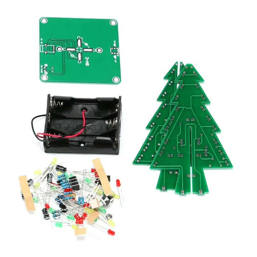 DIY 3D Christmas Tree LED Kit Red Green Yellow LED Flash Circuit Parts Electronic Funny Suite Christmas New Year Present