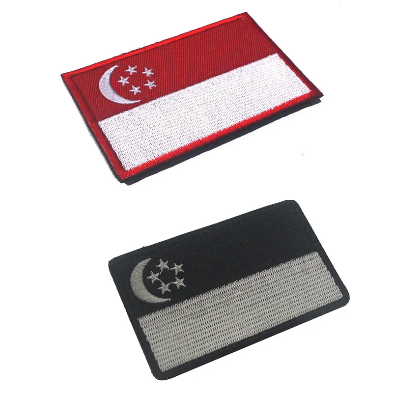 Embroidery Flag of Singapore Badge Patches for Clothes Backbag Armbands Epaulette Design Jacket Backpack Patch epaulette | Дом и сад