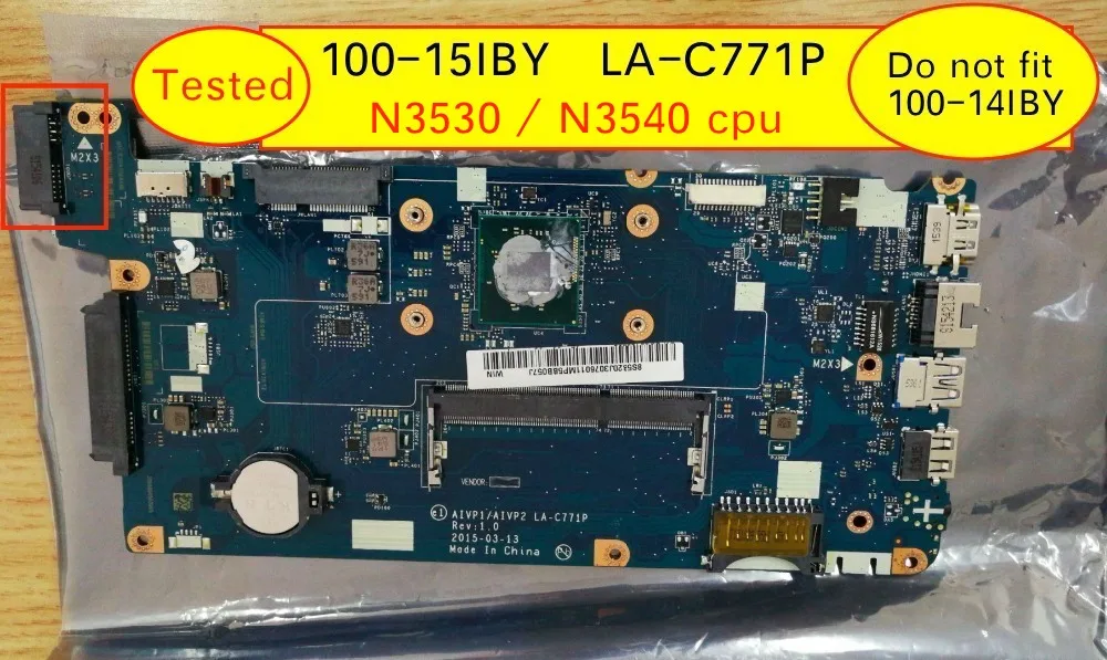 Цена Новая AIVP1AIVP2 LA C771P материнская плата для lenovo 100 15IBY b50 10 материнская плата для ноутбука с процессором intel N3540 N3530