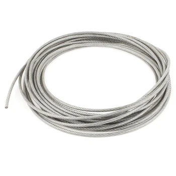 

5mm Dia Steel PVC Coated, Flexible Wire Rope Cable 10 Meters Transparent + Silver