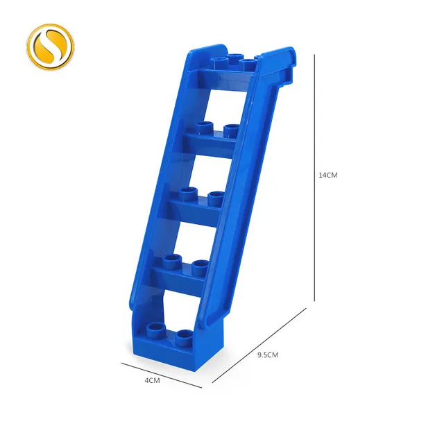 Big Building Block City Farm Architecture Accessories Fence Pillar Bridge Ladder Compatible Big Brick DIY Toys For Children Gift Blue stairs