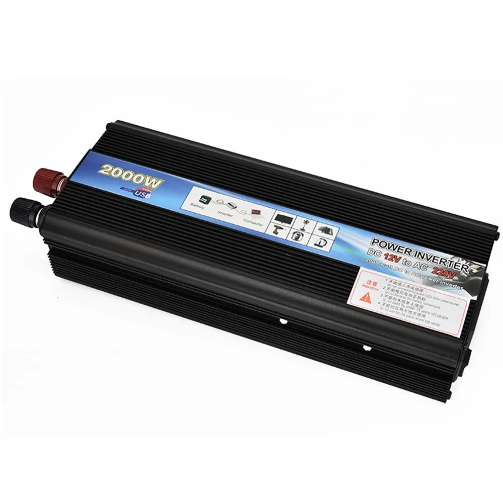 Автомобильный инвертор DC12V солнечной энергии AC110V 220V 50hz автомобильный инвертор 2000w преобразователь инвертор с Usb портом охлаждающий вентилятор Система питания 5