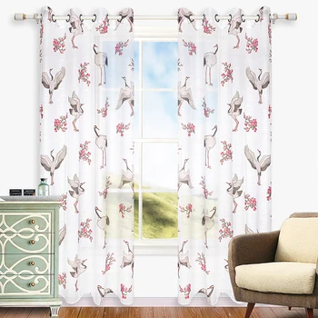 

Crane Printed Window Blackout Curtain Modern Shade Curtains for Living Room Bedroom Window Curtain Drape