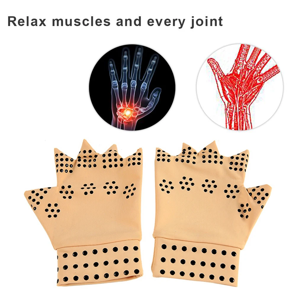 1 пара магнитной терапии перчатки без пальцев анти Артрит Боль компрессия для