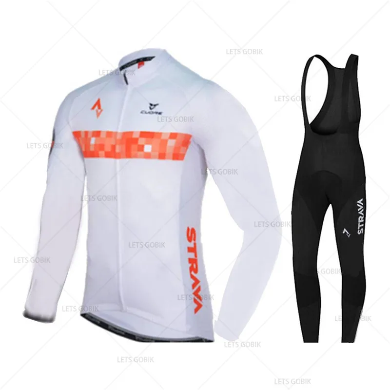 STRAVA Мужская велосипедная майка с длинным рукавом набор весна/осень быстросохнущая одежда для горного велосипеда 19D Подушка длинные штаны костюм
