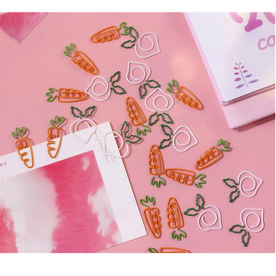 2pcs Kawaii Creative Carrot Bookmark Convenient Accessories Radish Paper Clips Office School Supplies