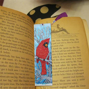 

5D Diamond Painting Leather Bookmark Book Marks Bird For DIY Craft 1Set With Tassel