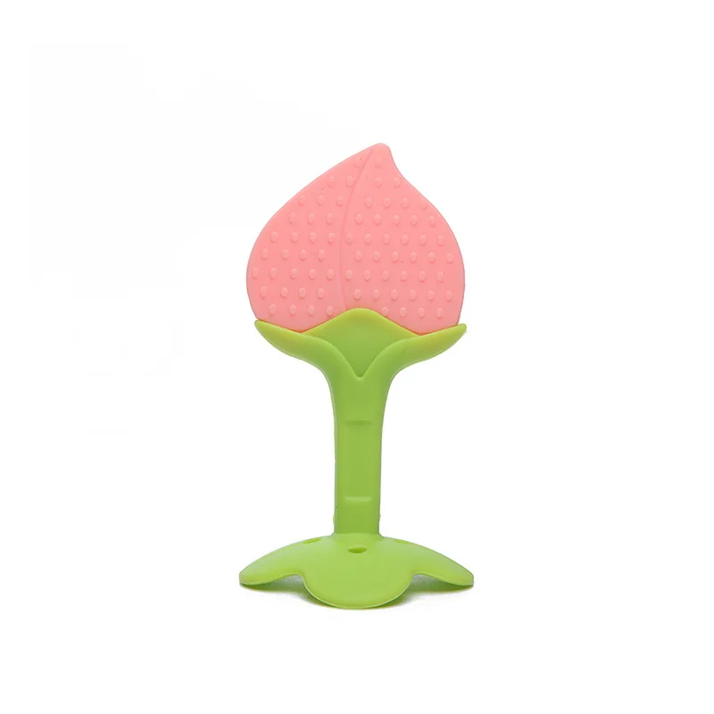 Peach Детские Прорезыватели для зубов, силиконовые бусины, фрукты, персик, апельсин, яблоко, виноград, Детские Прорезыватели для зубов, Детские Жевательные зубная игрушка, BPA Free - Цвет: Peach