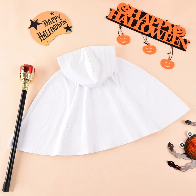 Halloween Costume Kid Baby Boys Girls Clothes Costumes Hooded Cloak White pumpkin print
