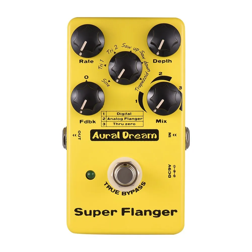 Супер Flanger педаль гитарного эффекта 3 режимов алюминиевый сплав оболочки истинный обход
