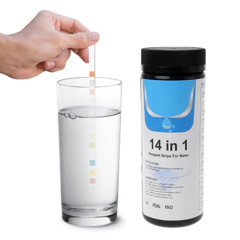 Alkalinity Chlorine Hardness Details about   14 In 1 Drinking Water Test Strips PH- Quality 