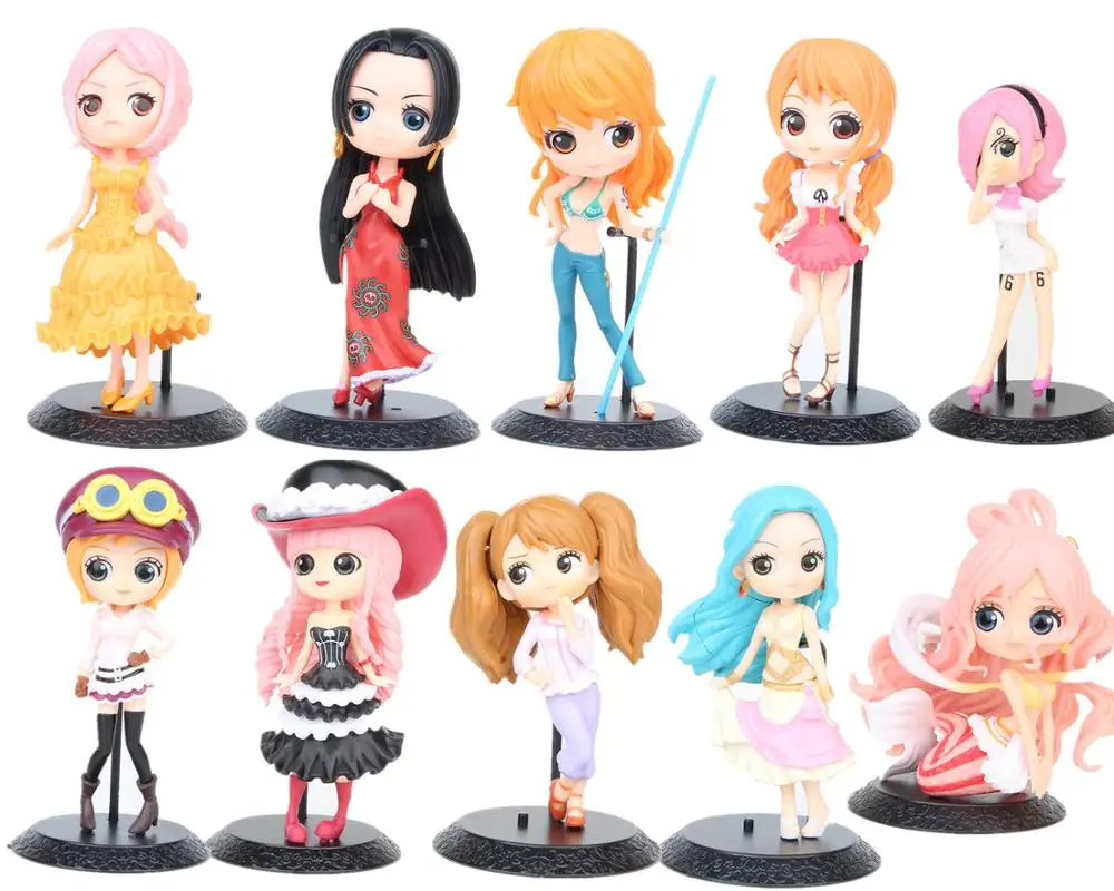 

Lensple Anime One Piece Figure Q posket One Piece Girls Nami Boa Hancock Nico Reiju Princess Vivi Koala PVC Action figure Toys