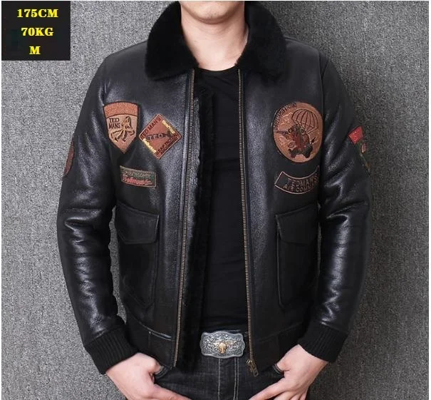 

2020 Free shipping.sales.2019 winter men genuine leather jacket.sheep shearling coat.Wool fur jackets.thick warm jacket quality